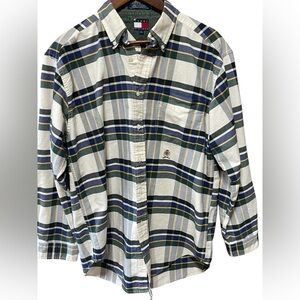 Vintage Tommy Hilfiger 90’s Shirt Long Sleeve Button Down Men's Medium Plaid Y2K